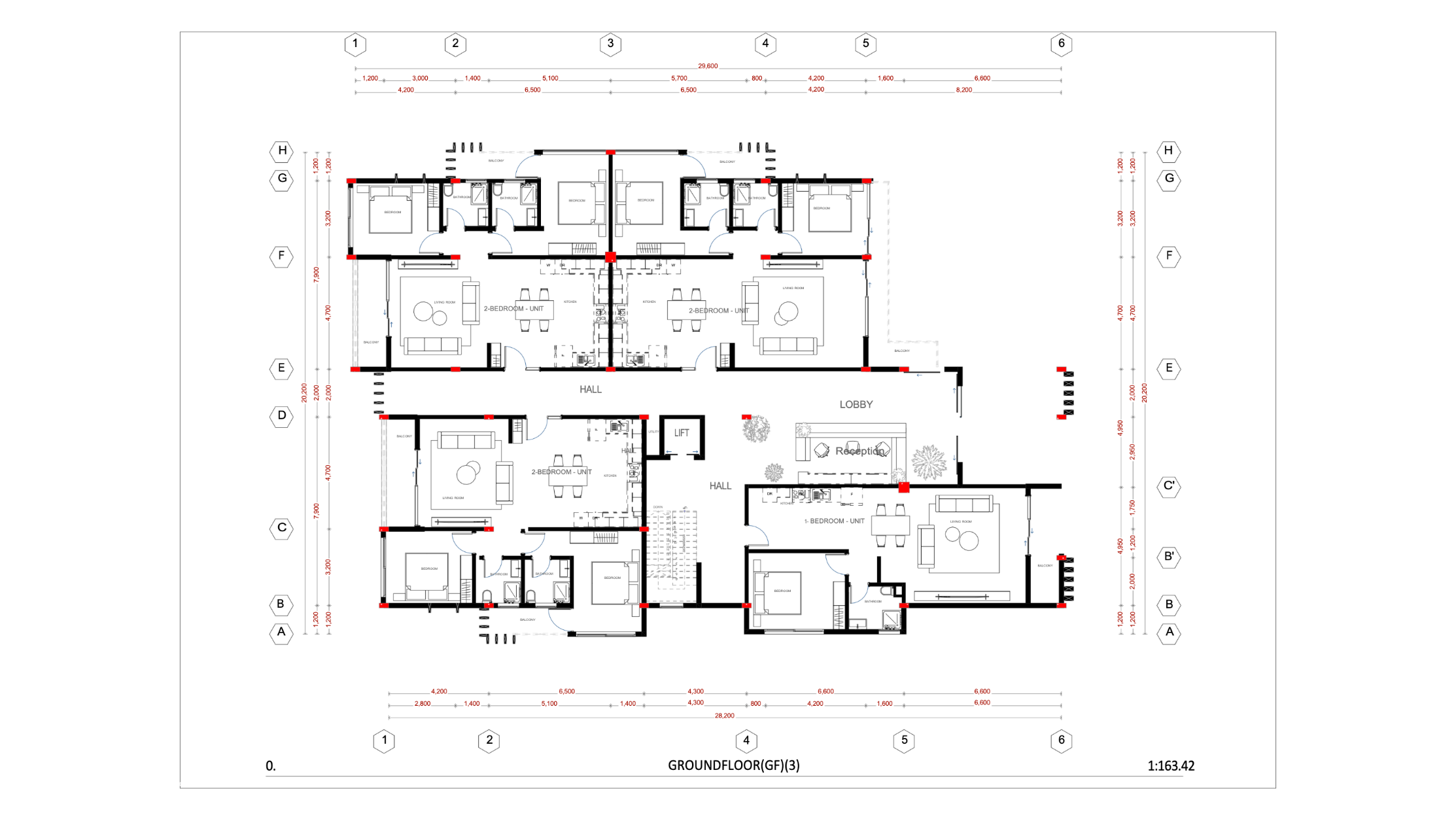 Ground floor plan, Dhahabu Apartments Kigali