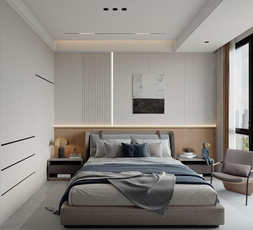 Bedroom in a one-bedroom apartment, Dhahabu Kigali