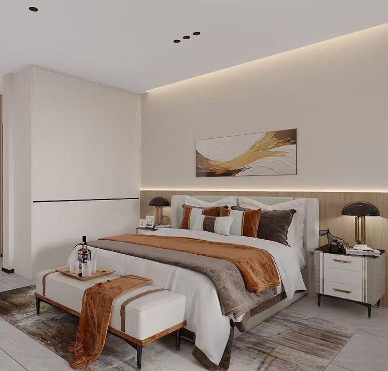 Master bedroom in a two-bedroom Kigali apartment